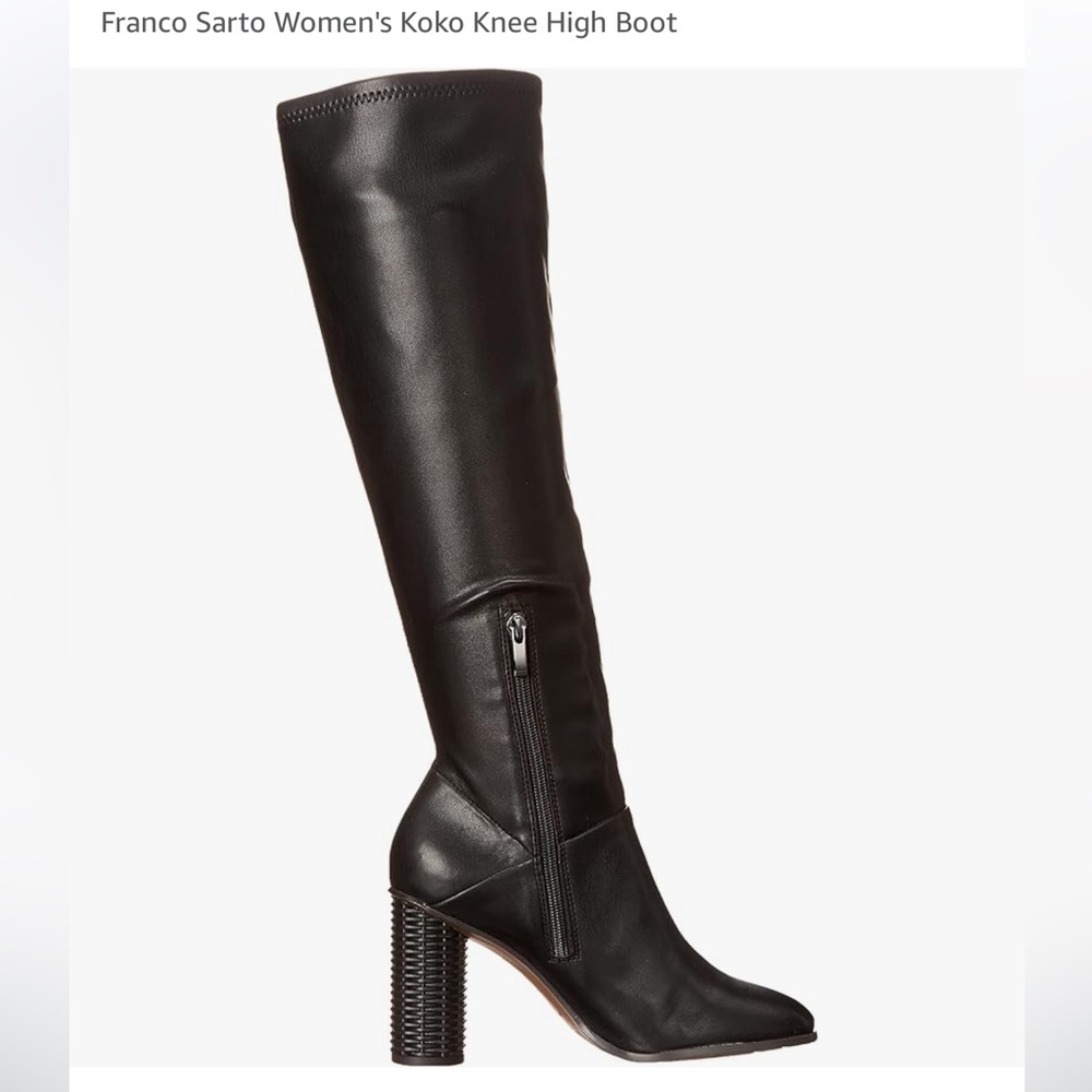 NEW Franco Sarto Koko Knee High Vintage inspired black heel boot women size 10